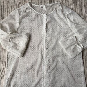 Vintage White Sheer Button-Up Blouse